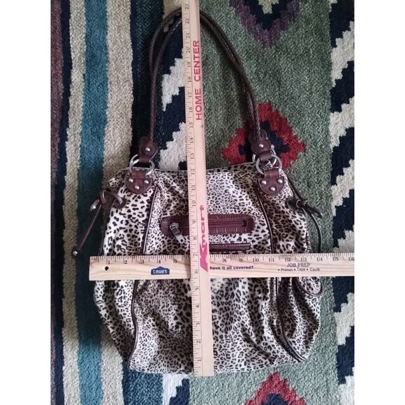 MC Designs By Marjorie Leopard Velvet Brown Braided Rhinestone Handbag Purse - Picture 10 of 15